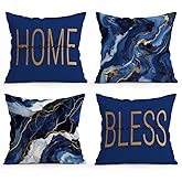 OBSEDE Blue Marble with Faith Quotes Throw Pillow Covers 18 × 18 in, Set of 4, Couch Cushion Cases Inserts for Sofa Bed Living Room Home Decor, Single-Sided Print