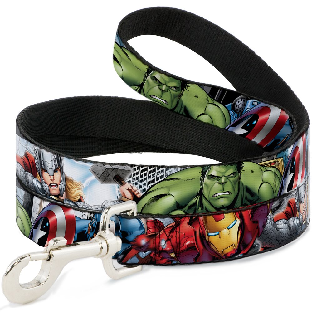 Dog Leash Marvel Avengers 4 Superhero Poses Close Up 6 Feet Long 1.5 Inch Wide, Multicolor (DL-6FT-WAV012-W)