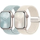 Braided Stretchy Bands with Magnetic Clasp Compatible for Apple Watch Band 38mm 40mm 41mm 42mm 44mm 45mm 46mm 49mm Women Men, Nylon Sport Solo Loop for iWatch Series 11 10 9 8 7 6 5 4 3 Ultra 3 2 1 SE