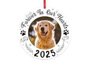 GMEMNOV Picture Frame Dog Memorial Christmas Ornaments 2025 - Dog Memorial Ornaments for Christmas Tree Forever in Our Hearts