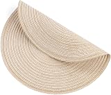 SHACOS Round Placemats and Coasters Set of 6 Beige Woven 38 cm 10 cm view 7