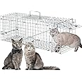 Meibangzz Animal Traps,Live Animal Trap for Cats,Rabbits, Squirrels,cat Trap for Stray Cats, Live Traps for Raccoons, Stainless Steel Foldable with Pedal Triggers (32 x 11 x 12.6 inches)