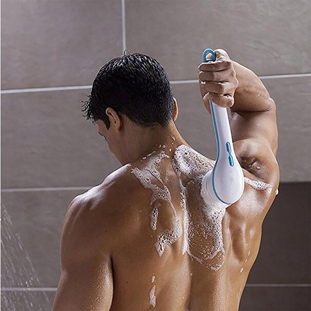 Electric Cleaning Bath Brush Spin Spa Massage Electric Shower Spin Scrubber Long Handle Bathing Tool With 5 Heads