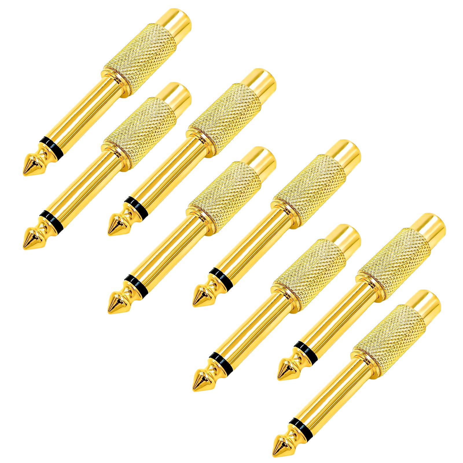 BRIEFCEC 8-Piece 6.35mm (1/4 Inch) Male to RCA Female Mono TS Audio Adapter, Gold-Plated