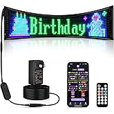 VDIKKS 37”×8” Programmable LED Scrolling Sign with Remote, 12V Huge Bright Flexible Advertising LED Screen, Custom Message Display Board for Business Store Window Festival