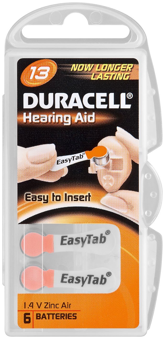 Duracell DA13 Pack of 6 Hearing Aid Batteries 1.4 V Orange