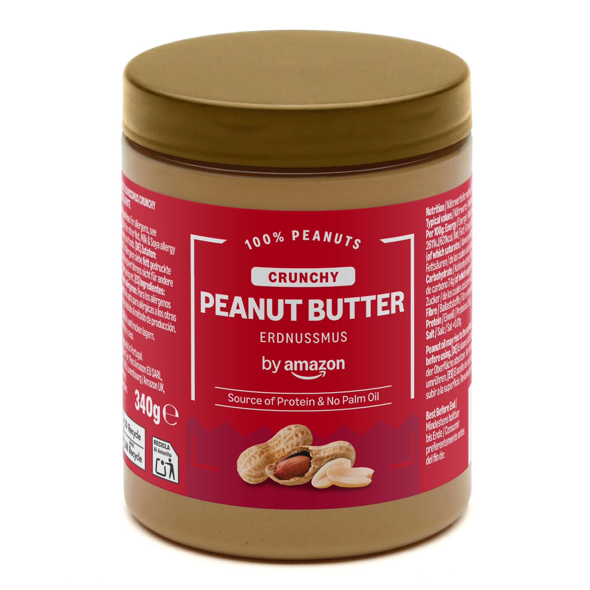 by Amazon Erdnussmus Crunchy, 340g