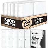 Rosmonde Loose Leaf Paper Bulk, 3600 Sheets, 24