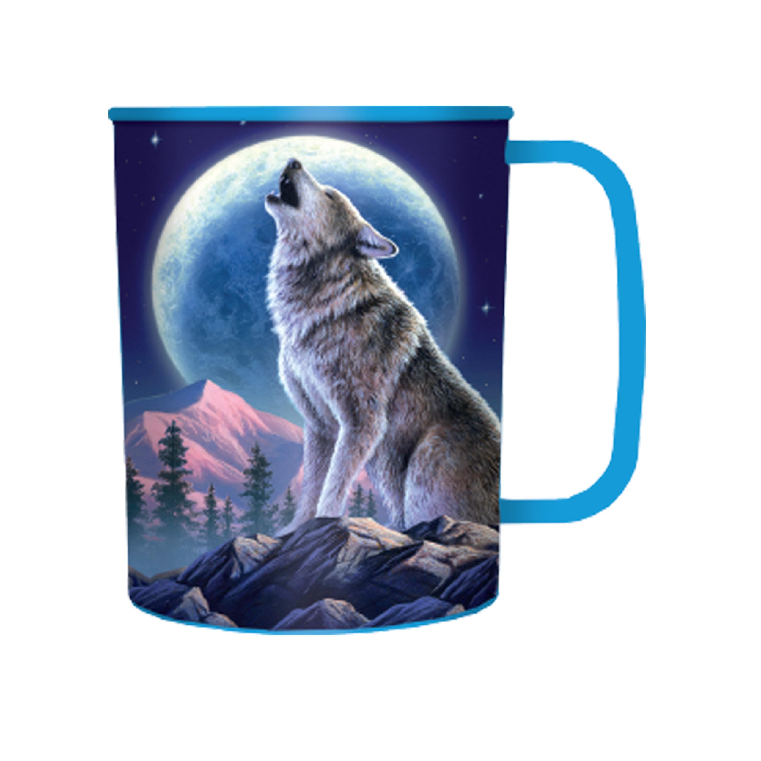 3D LiveLife Drinking Cup - Moonlight Sonata from Deluxebase. 300ml Plastic Mug with Wolf Theme, Reusable Coffee Cup, Portable Animal Tumbler for Camping, Picnic, Travel & Everyday Use.