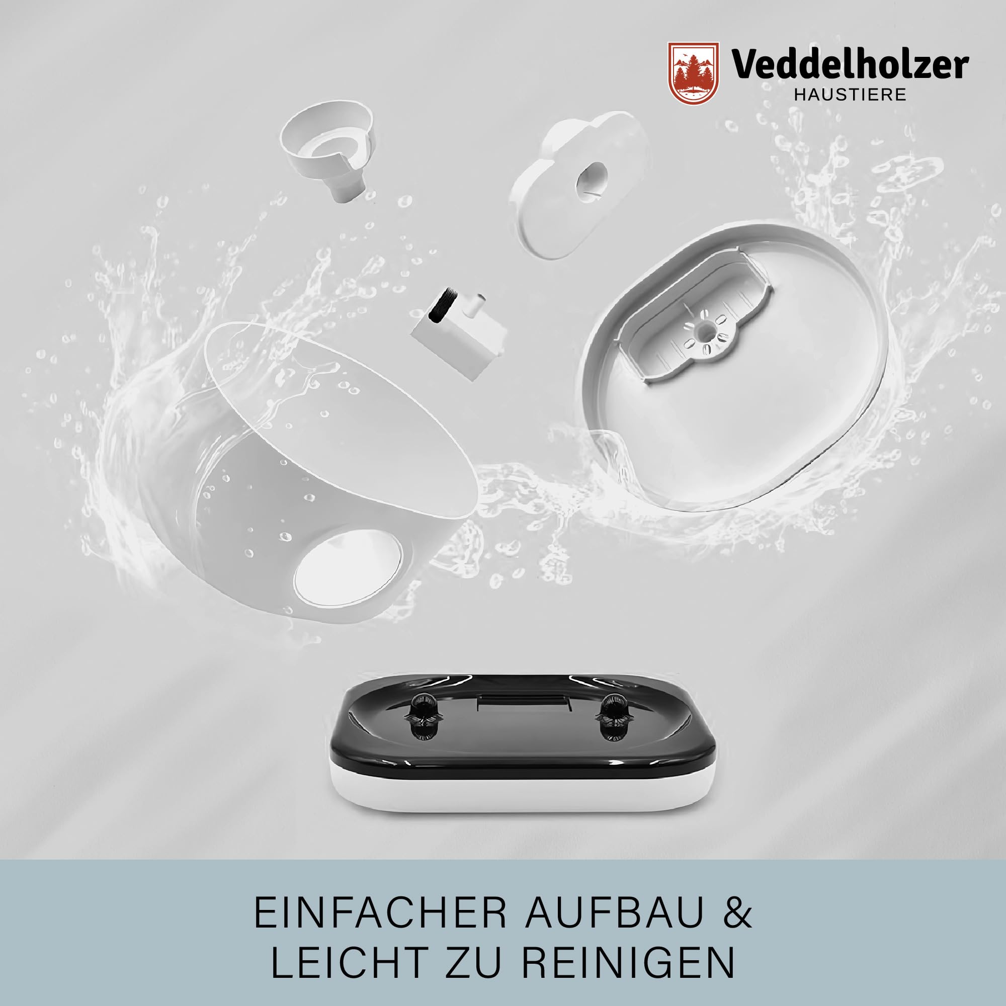 Veddelholzer 2,8 Liter Premium Katzenbrunnen kabellos mit Bewegungsmelder und 4 Fach Filter extrem leise 5200 mAh Akku inkl USB-C Kabel und Stecker Trinkbrunnen für Katzen & Hunde 7