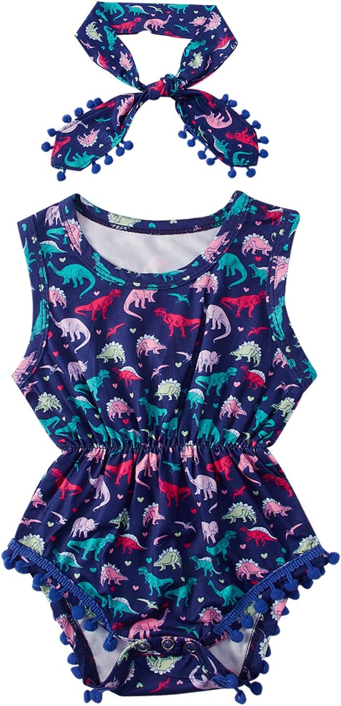 Ahegao0-24 Months Baby Floral Romper Toddlers Outfits Infant Playsuits + Headband Jumpsuit