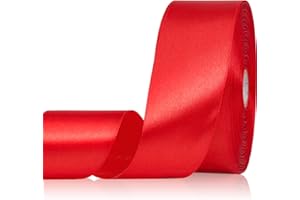Sagaat Red Ribbon 1-1/2 Inch 50 Yards, Solid Satin Ribbon for Flower Bouquet, Crafts, Gift Wrapping, Bridal Invitations, Hair, Christmas, Halloween, Valentine