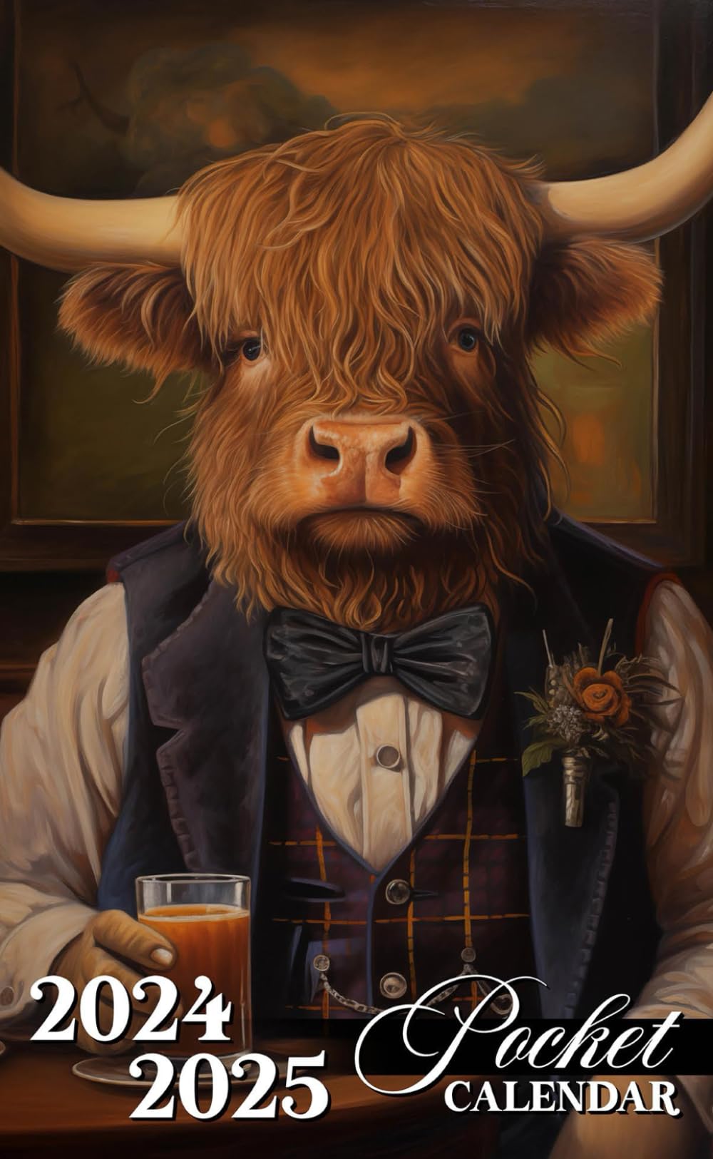 Pocket Calendar 2024-2025: 2 Years Planner for Purse Small Size Monthly January 2024 To December 2025 Small organizer 4 x 6.5 inches | Funny Victorian Highland Cow