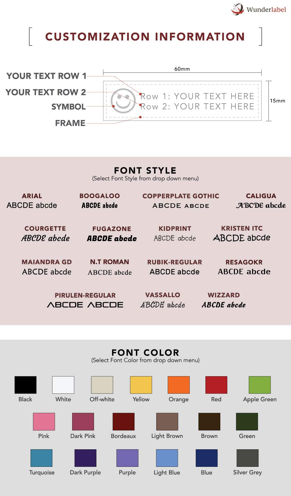 Wunderlabel Personalized Custom Customize Standard Woven with Frame Crafting Fashion Ribbon ...