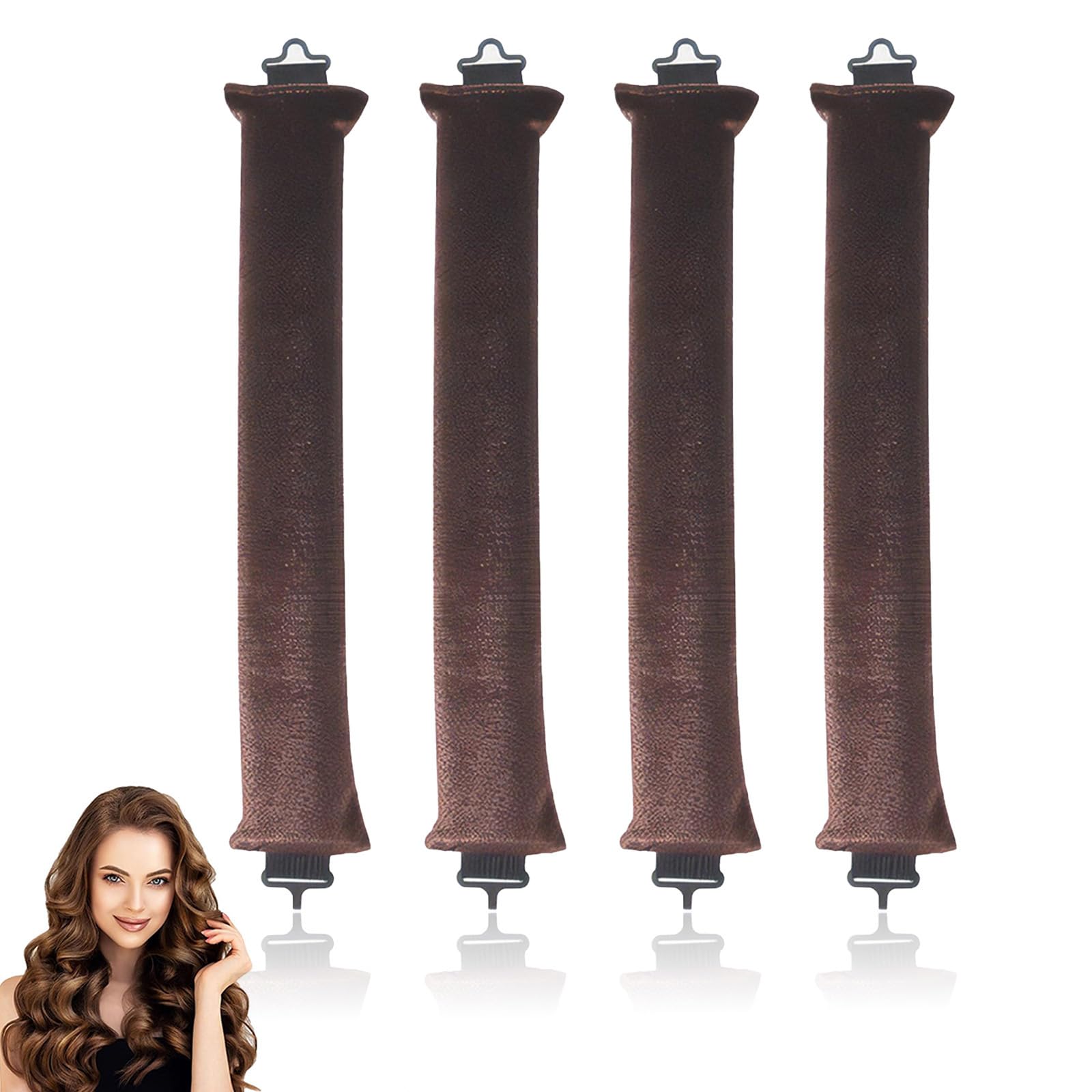 4 Pcs Heatless Blowout Rods, Brown Overnight Blowout Rods, Heatless Curls, Heatless Curling Rod, Blow out Rods - No Heat Curls to Sleep for Curl Rods, Women Long Hair for All Hair
