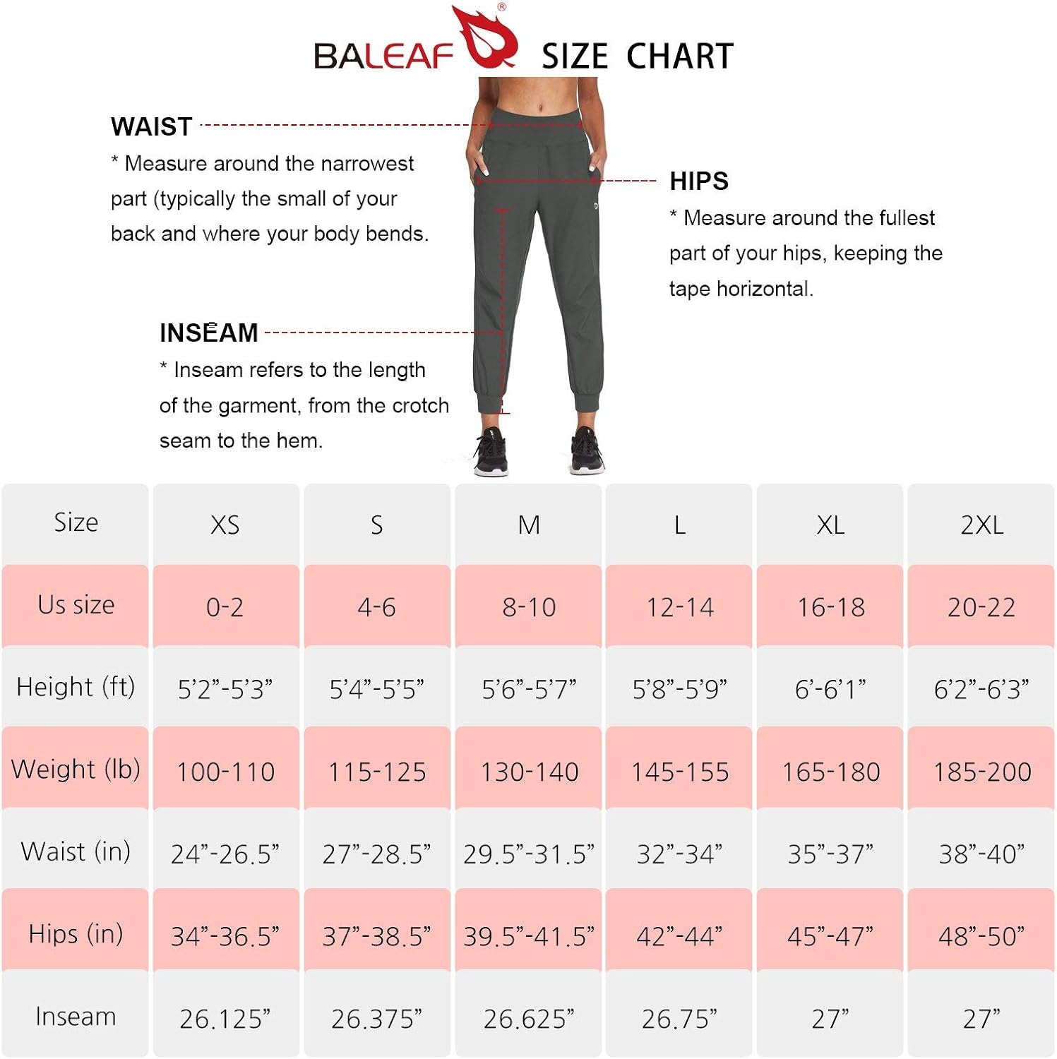 BALEAF Women's 26" High Wasited Joggers Lightweight Athletic Running Sport Pants Quick Dry: Clothing