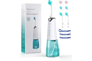 MAOEVER Nasal Irrigation System, Cordless Nasal Rinse Machine for Sinus Relief & Nasal Care, Electric Neti Pot with 6 Tips and 40 Salt Packs Nasal Irrigation Sinus Rinse System Kit for Adult & Kid