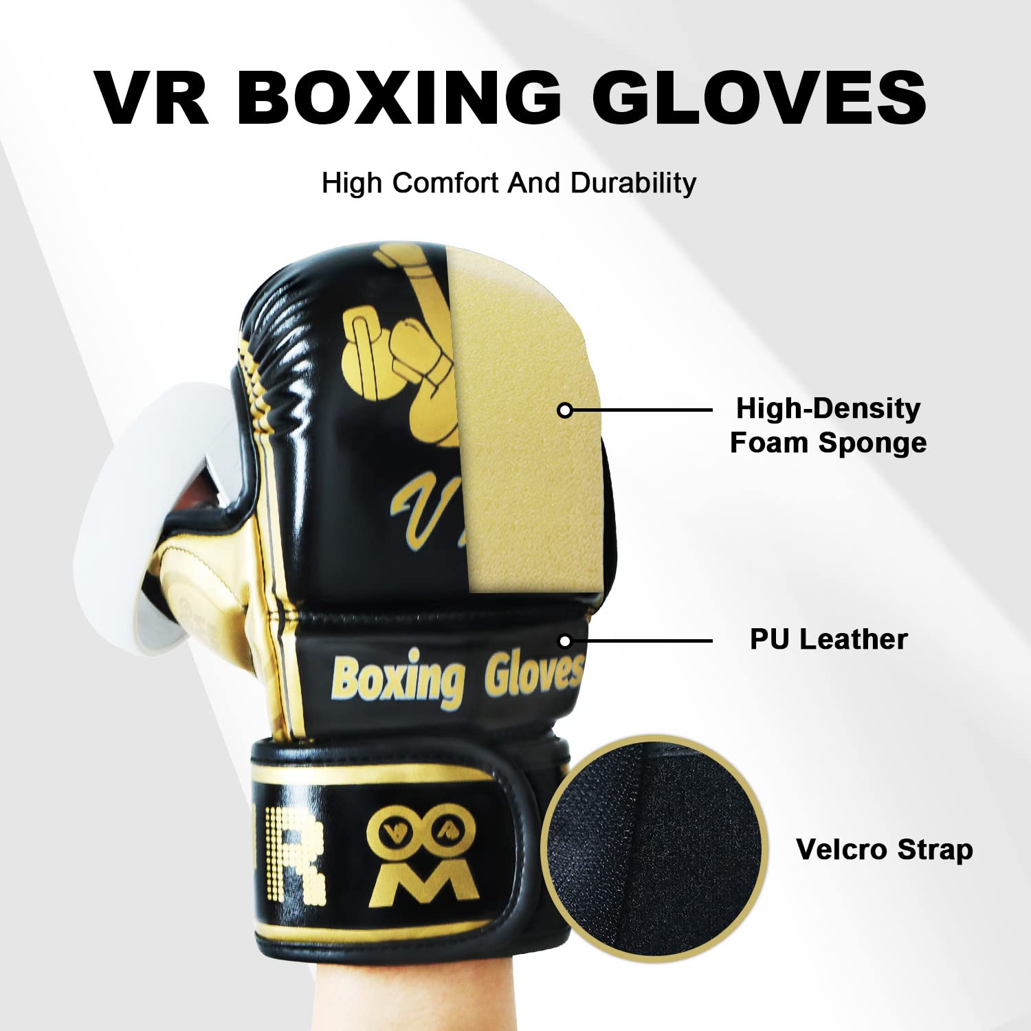 AMVR Boxing Gloves for Meta Quest 2/1 or Rift S Touch Controllers, Compatible with Playing Thrill of The Fight or Other VR Boxing Type Games, Making VR Experience More Realistic