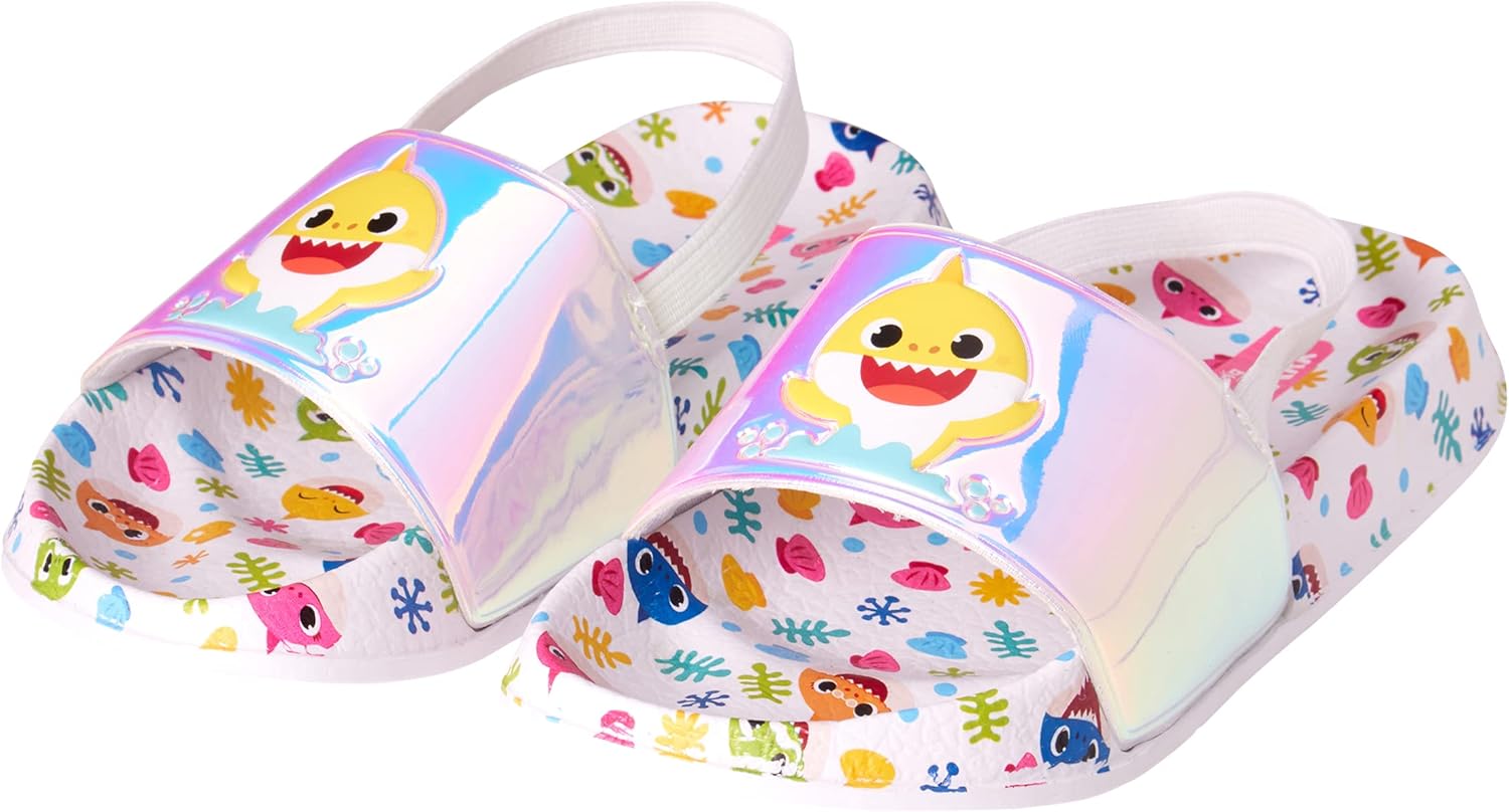 Nickelodeon Girls’ Baby Shark Sandals - Slip-On Slides with Back Strap (Little Kid): Shoes