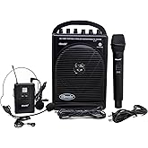 HISONIC HS120BT HL Portable PA System with Wireless Microphones and Lithium Rechargeable Battery and Car Cable Bluetooth Connected with Cell Phones and Pads Black