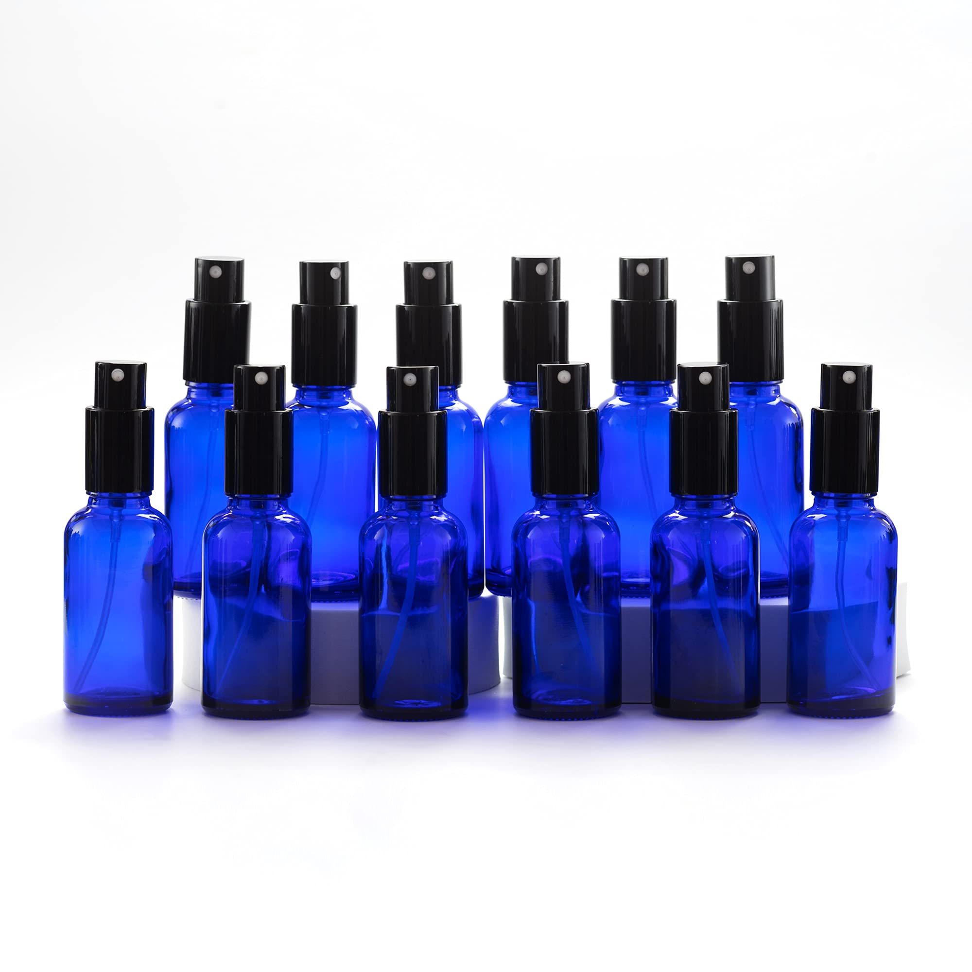 Yizhao 30ml Blue Glass Spray Bottle for Essential Oils, Small Empty Fine Mist Spray Bottle, for Cleaning, Aromatherapy, Cosmetic Sprays, Hair –12 Pcs