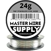 Stainless Steel 316L - 100' - 24 Gauge Wire - 100ft - 0.51mm - 0.02in - Made in USA - Master Wire Supply