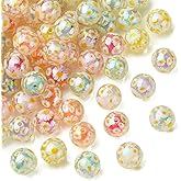 KitBeads 30Pcs Random 15mm Daisy Round Beads Acrylic Chunky Ball Flower Bead in Beads for Bracelets Necklaces Earrings Keychains Making Crafts Bulk