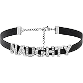 Sacina Cute Black PU Leather Choker Collar, Gothic Choker, Goth Punk Necklace, Halloween Christmas Jewelry Gift for Women