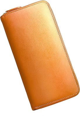 Amazon グレヴィオ Glevio グレヴィオ イタリアンレザー 財布 長財布 本革 エルバマット ラウンドファスナー Ykkファスナー メンズ キャメル 財布