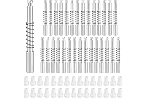 LEWEREST 30 Pack Window Screen Plunger Latches 5/32" x 1-1/2", Plunger Retainer Pins for Aluminum Window Screens with Cap and Spring, Screen Plunger Latch Clips Replacement Parts, White