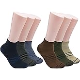 Clarks Men's Casual Half Cushion Anklet Socks 6 Pair, Navy/Charcoal/Denim/Brown/Olive/Khaki, Men's 7-12 Shoe