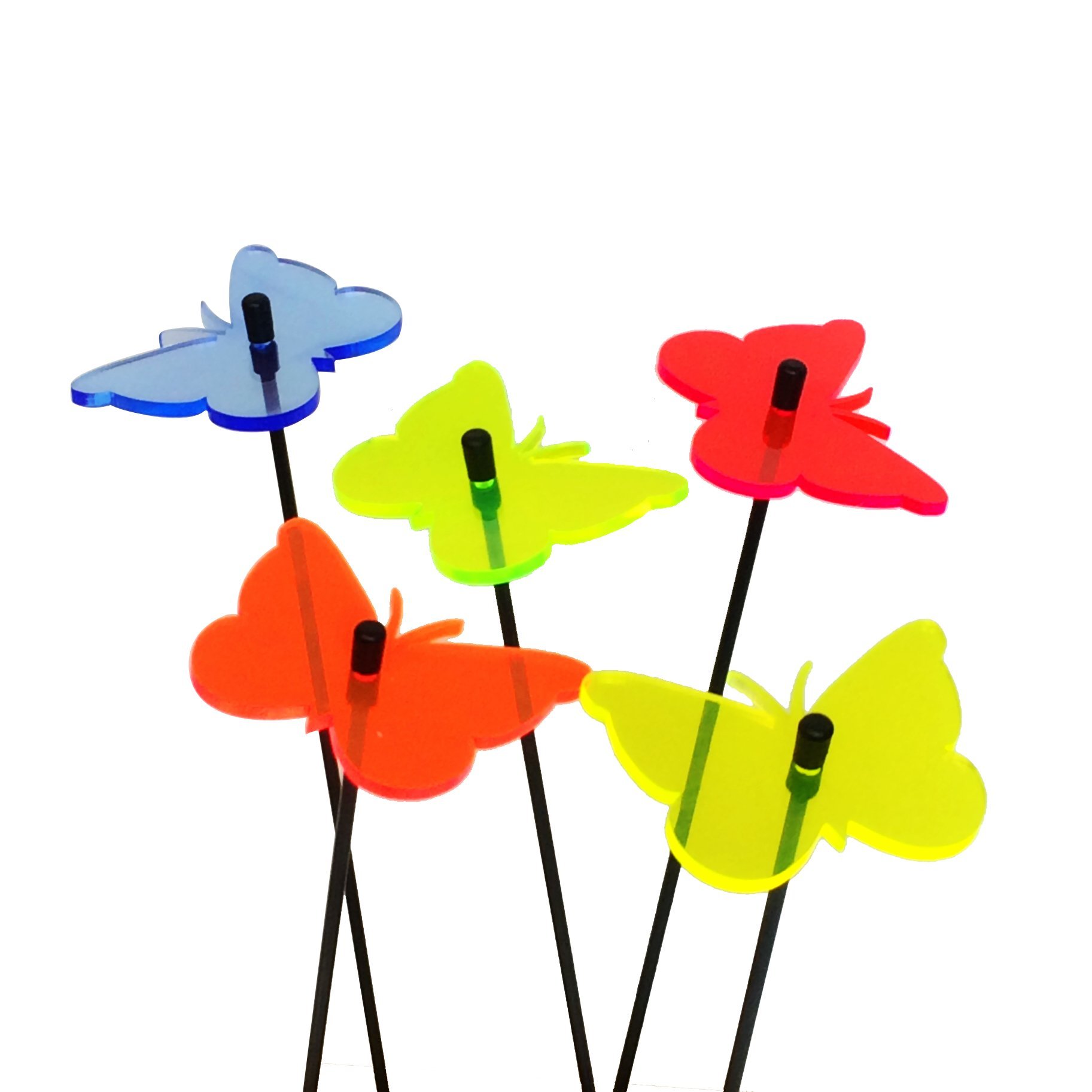SunCatcher Garden Decor Butterfly Ornaments, Set of 5 Glowing Decorative Garden Stakes, 25cm/10'' high Outdoor Yard Accessory, Great Gardeners Gift, Colour:mixed colours