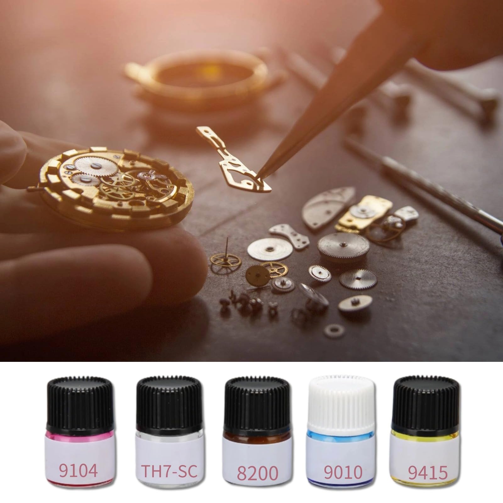 DHASUWT 5PCS Watch Oil Kit Synthetic Lubricating Oil, Smooth Repair Tool for Watchmaker Workers, Lubricant Watchmaker Tools for All Watch Movements, Watch Repair Tools & Kits