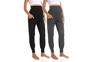 Foucome Women's Maternity Pants Stretchy Jogger Sweatpants Comfy Casual Pregnancy Workout Lounge Pants with Pockets