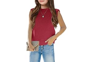 Amarmia Girl's Mock Neck Knit Sweater Vest Kids Solid Cute Sleeveless Casual Summer Ribbed Pullover Tank Tops
