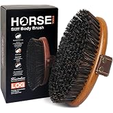 MAXIMILIAN Handmade Horse Brush Professional Horse Brushes for Grooming | 4cm Boar&amp;PP Bristles,Beech Wood Brush Back,Double-Layer Belt,Horse Finishing Brush,Effective Remove Loose Hair Dust Dirt Mud