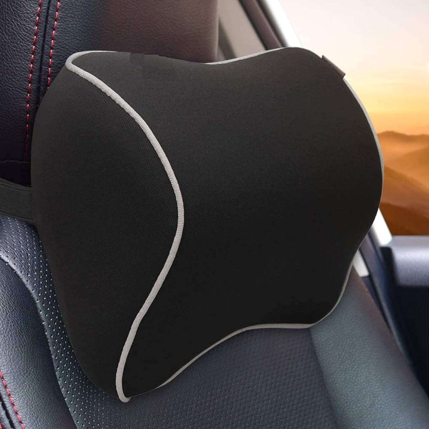 Lukzer 1PC Memory Foam Car Head Rest Pillow for Neck Support Traveling