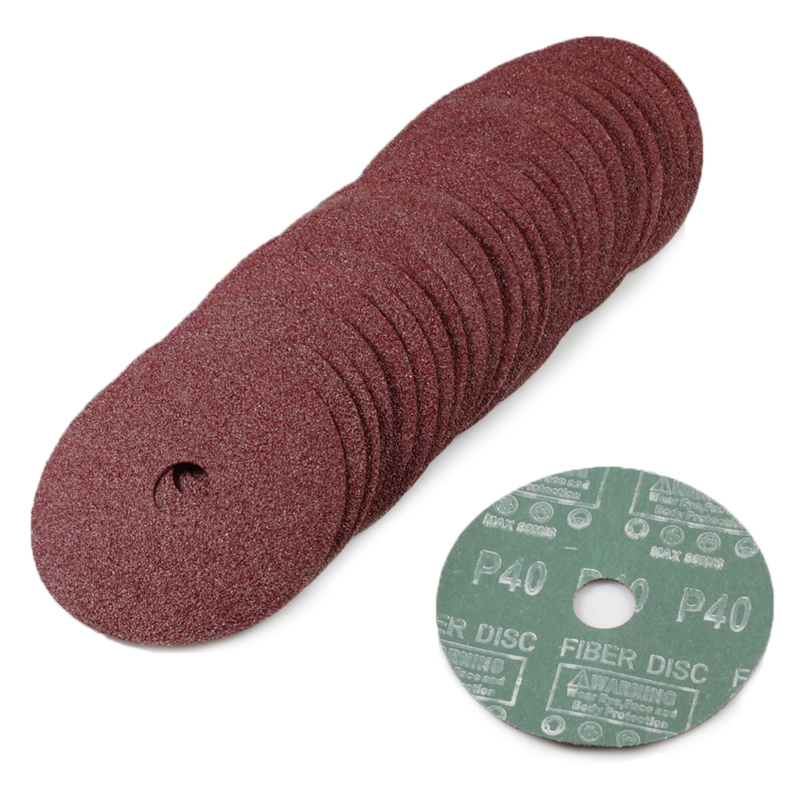 SPEEDWOX 25pcs 40 Grit Aluminum Oxide Resin Fiber Sanding and Grinding Discs, 5-Inch x 7/8-Inch Center Hole Abrasive Disc for Angle Grinders
