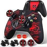 PlayRealm Silicone Skin Cover Sticker x 1 & Extender Grips x 2 for Xbox Series/One Controller Deapool