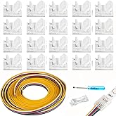 HOMELYLIFE 6 Pin LED Strip Connectors Solderless 20 Pack with 16.4ft Extension Cable 6 Conductor for Waterproof or Non-Waterproof 12mm Wide LED Strip Lights,Transparent Track Lighting Connectors