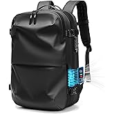 POIXM Vacuum Seal Travel Backpack 60L Expandable Air Compression System Water Resistant TSA Lock Carry-On Suitcase Luggage Black - Vacuum Pump Included