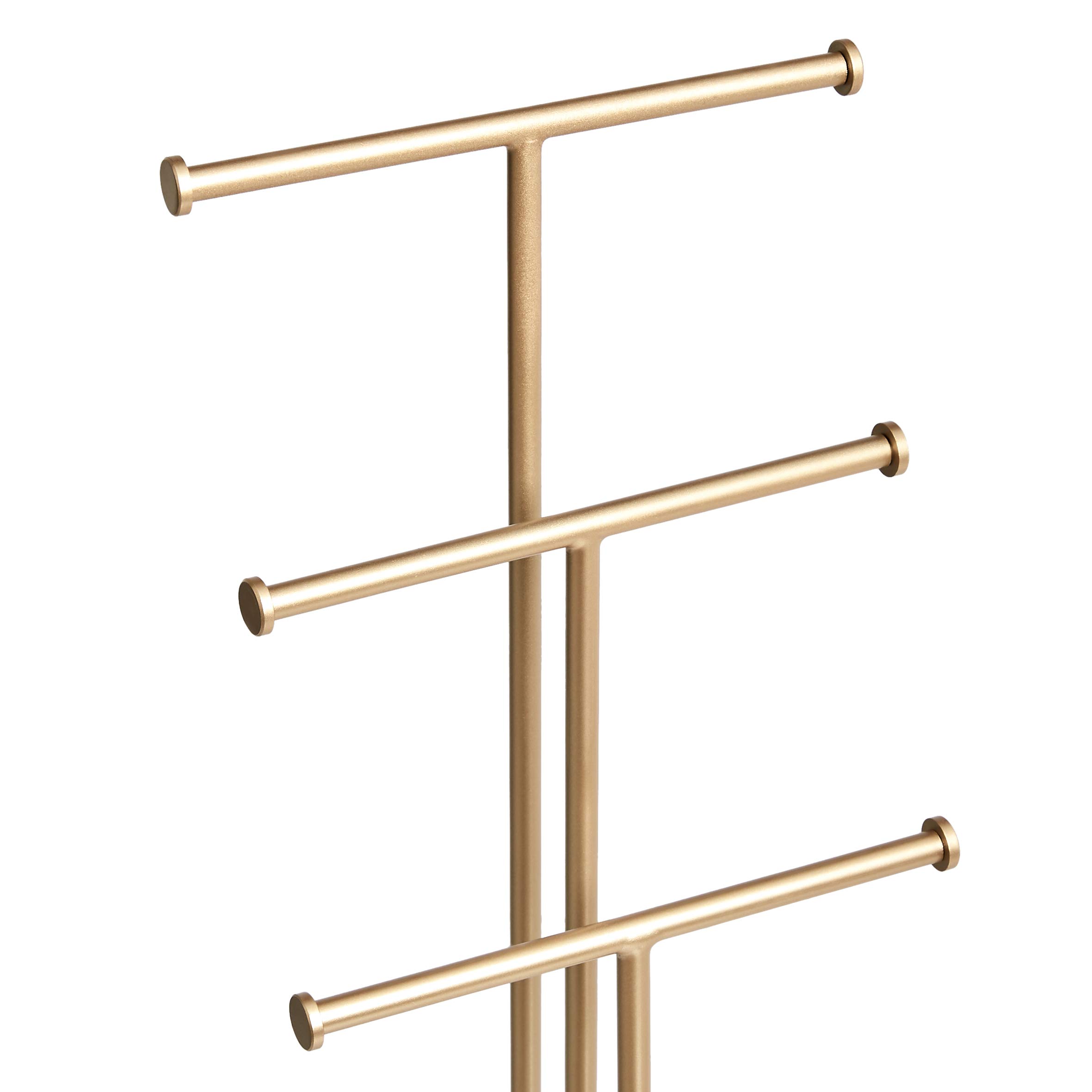 Amazon Basics Four-Tier Jewelry Tree Stand - White/Brass