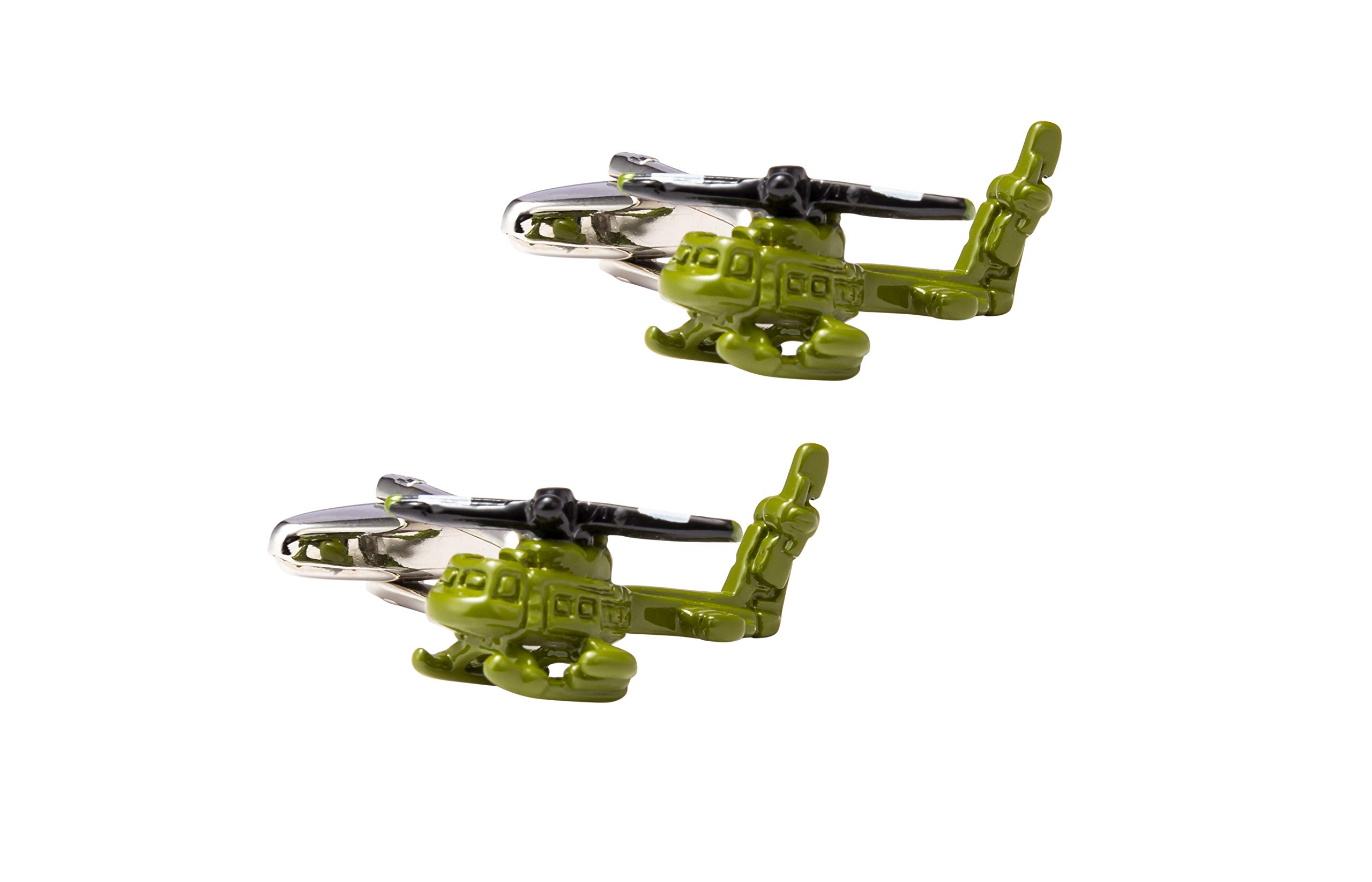 Knighthood Military Helicopter Cufflinks for Men Green, Black, White
