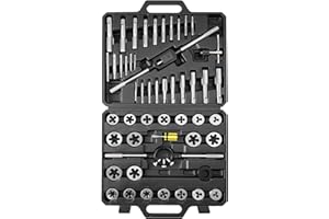 VEVOR Tap and Die Set, 51-Piece SAE Sizes 1/4" to 1", with Coarse and Fine Thread Taps and Dies, Wrench, Carrying Case and Co