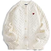 Aelfric Eden Chunky Cardigan Sweaters for Women Oversized Cable Knit Open Front Cardigans Long Sleeve Crewneck Trendy Outfits