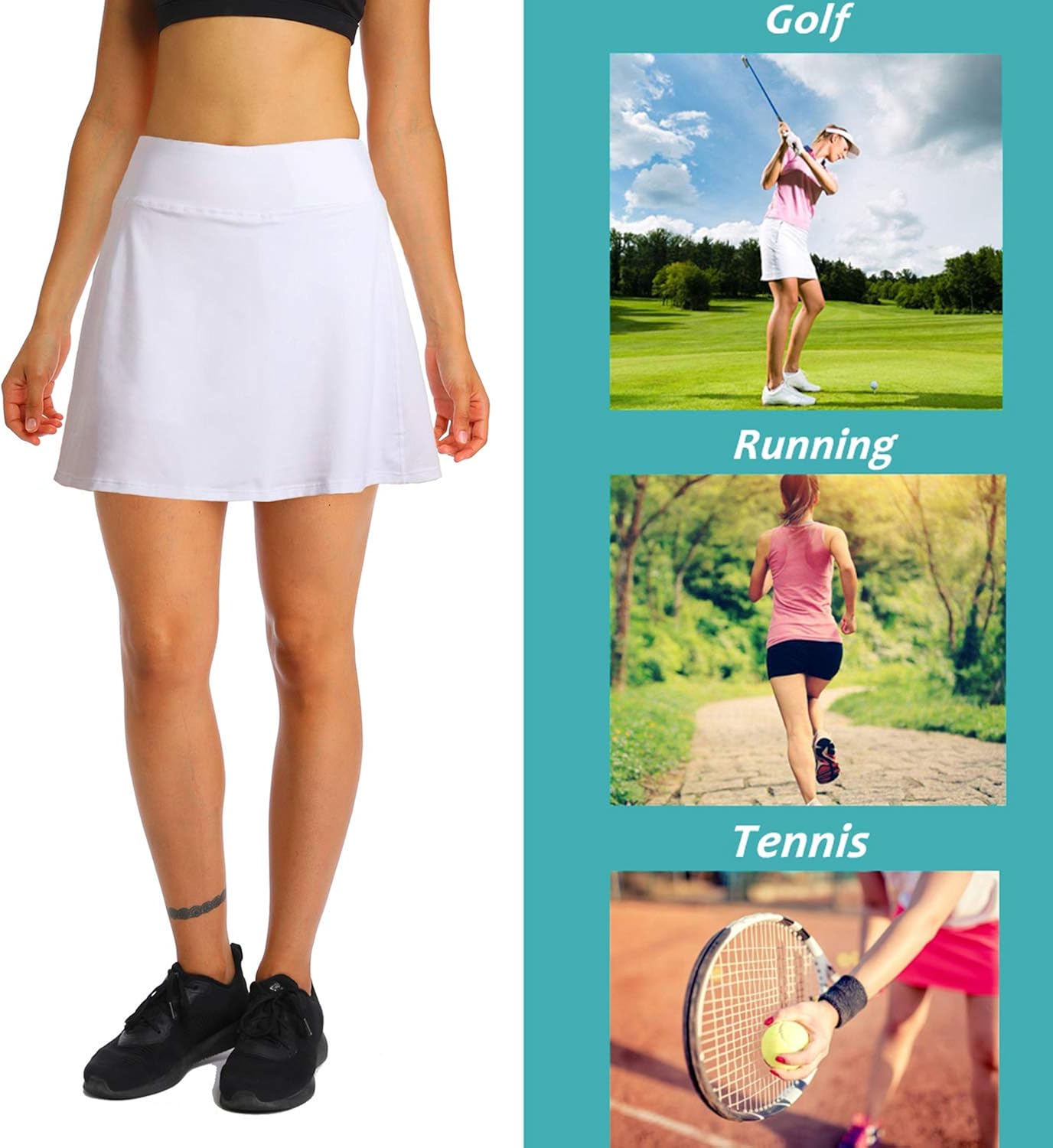 Ibeauti Womens Athletic Stretch Tennis Golf Skirts Skorts with Hidden Pockets Shorts Underneath Quick Dry: Clothing