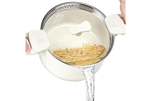 MICHELANGELO Pasta Pot with Strainer Lid, 6 Quart Non Stick Cooking Pot with Granite Coating, Multipurpose Soup Pot with Twis