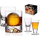 JBHO Hand Blown Crystal Double Old Fashioned Cocktail, Solid Whiskey Glasses, Rocks Glasses, Lowball Glasses - 12 Ounce - set