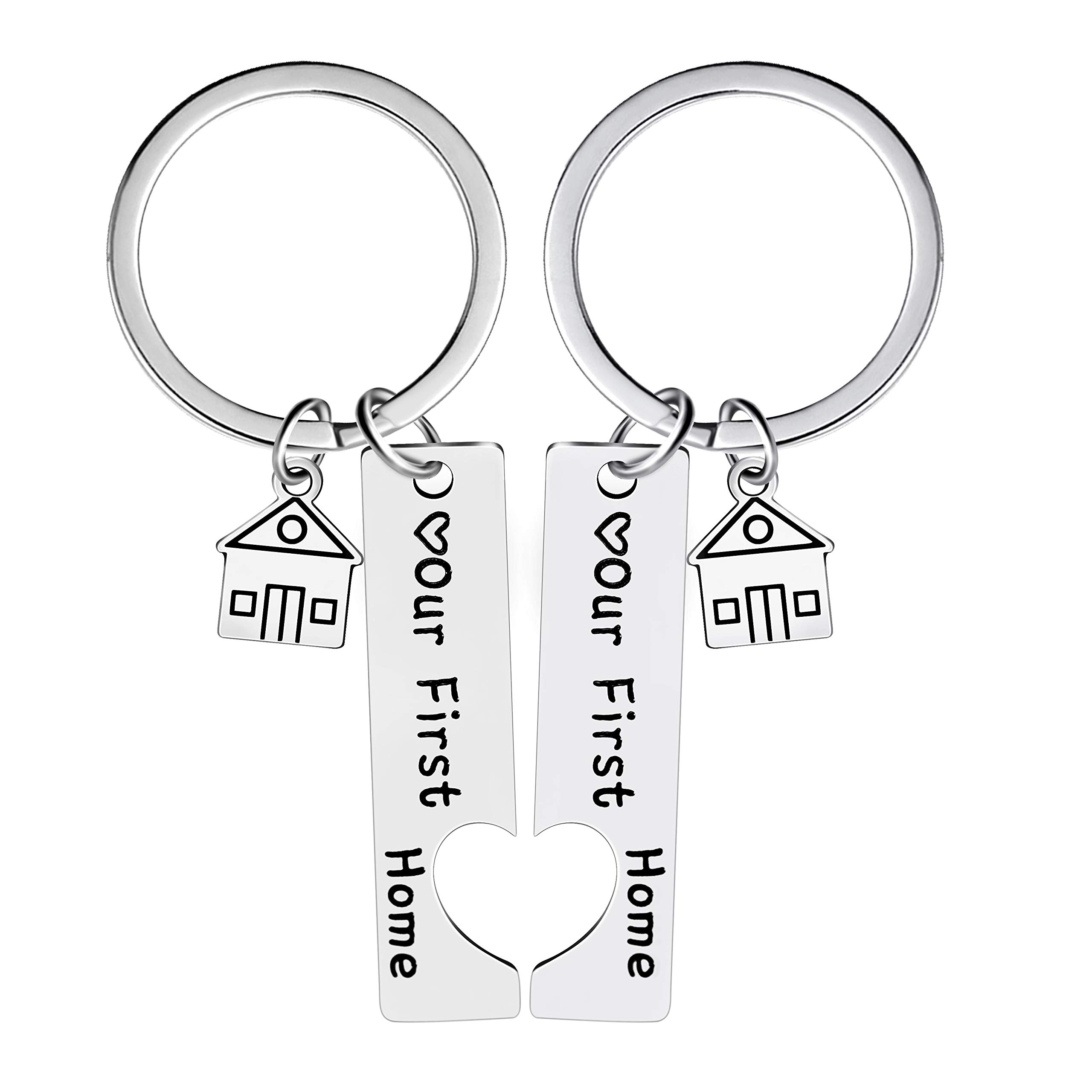 Uloveido Our First Home Keychains Set for Couples, Puzzle Matching Charms Commemorative Gifts Keyrings for Women and Men