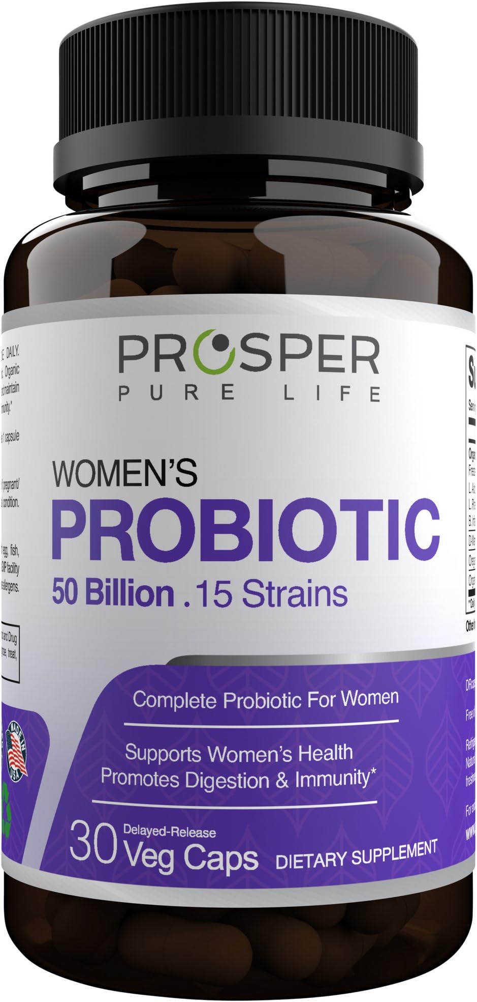 Women's Probiotic - 50 Billion with D Mannose, Organic Cranberry - Probiotics for Women Supports Digestive, Immunity, UTI Relief - Renew The Life of Your Gut Flora by Prosper Pure Life